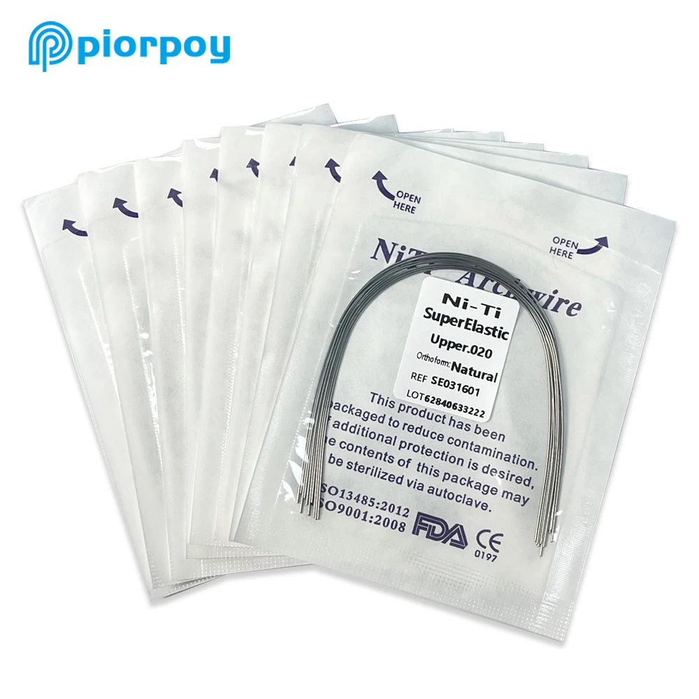 PIORPOY 10Pcs Orthodontic Dental Super Elastic Niti Arch Wires Natural Form Round Rectangular Arch Wires for Braces Dentist Tool