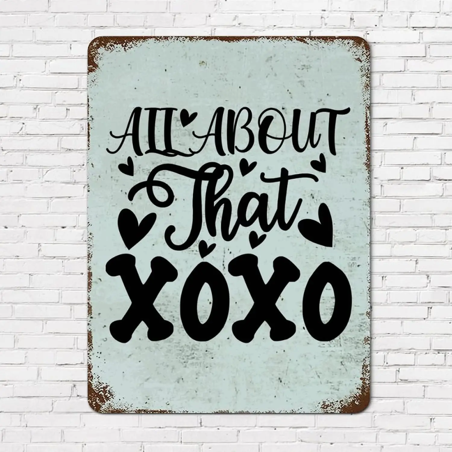 Liebeszitate Metall-Blechschilder Retro-Schilder für Paare Hochzeitsthema All About That XOXO Aluminium-Schild Wandkunst zum Aufhängen Schickes Schild