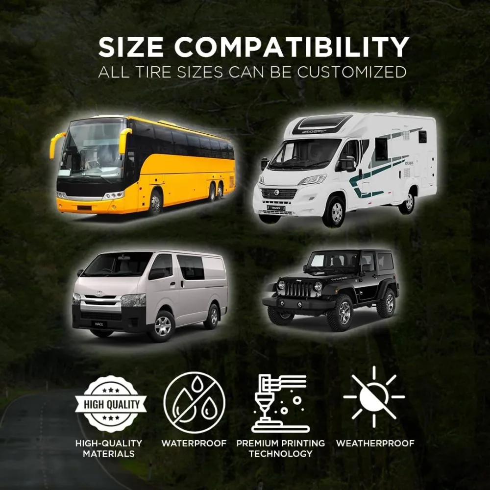 Customized Spare Tire Cover Durable and Personalized Tire Cover with Your Logo Photo Suitable for Trailer SUV Off-road RV