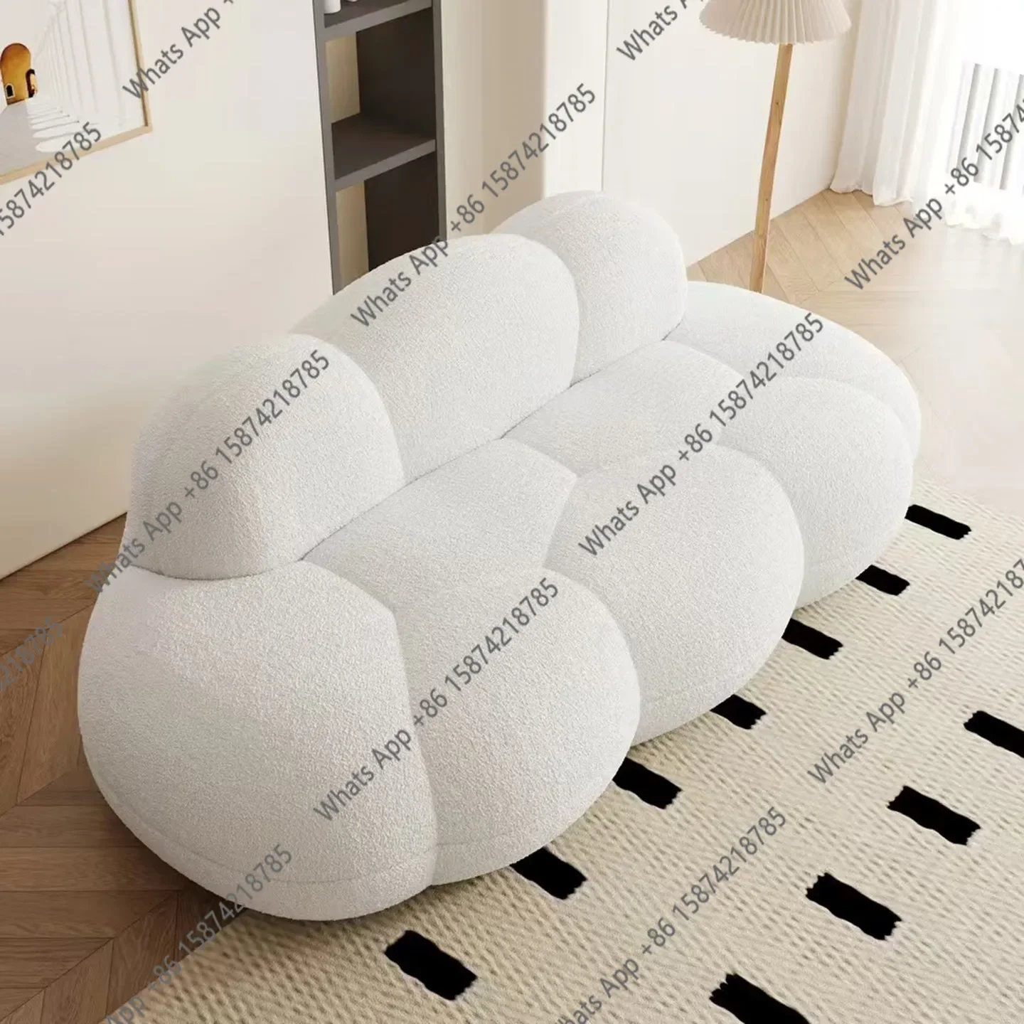 S64 French Cream Wind Cloud Sofa Living Room Bedroom Balcony Lamb Fleece Leisure Chair Creative Lazy Sofa