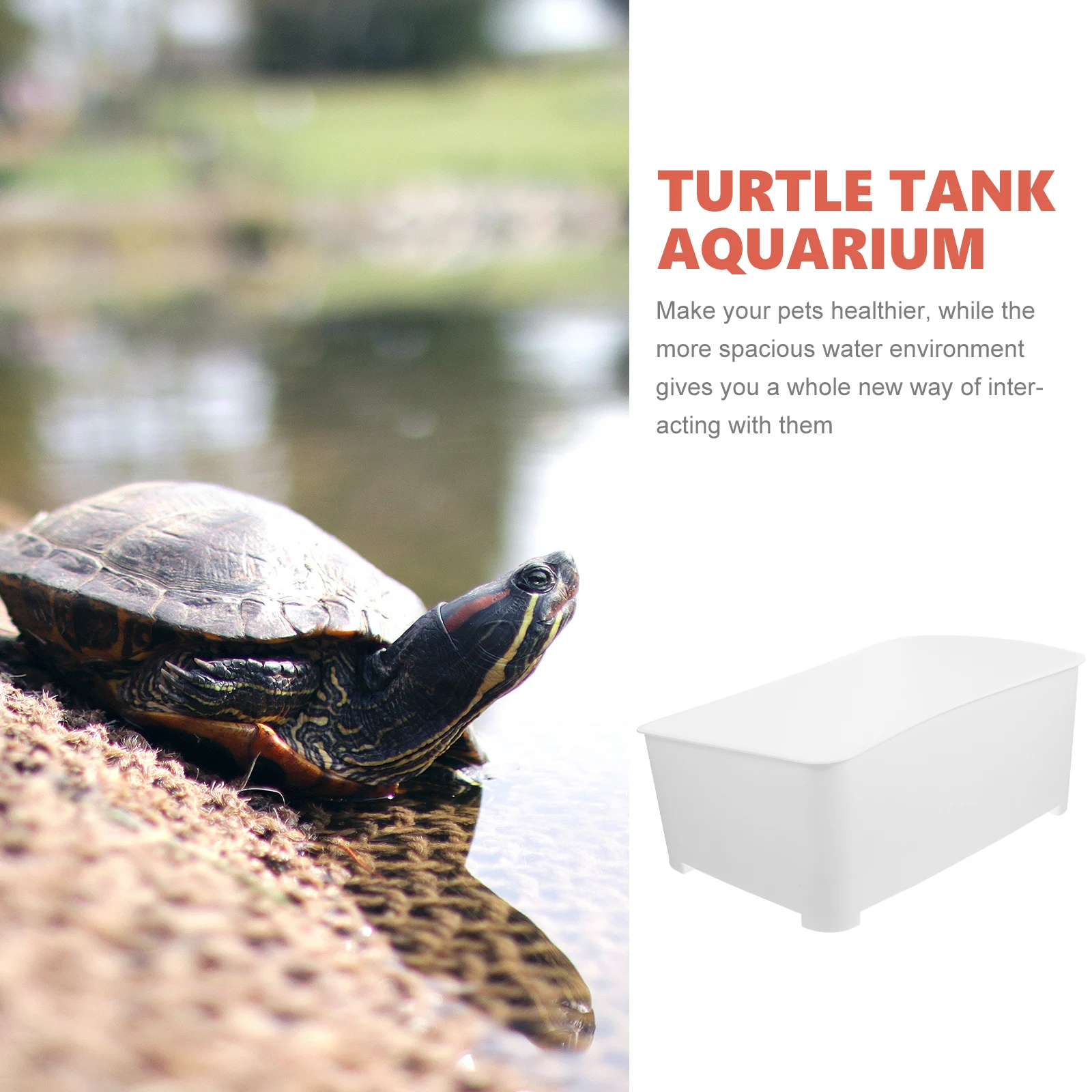 

Plastic Turtle Tank with Basking Platform Aquarium White Home Reptile Breeding Box Large Space Durability
