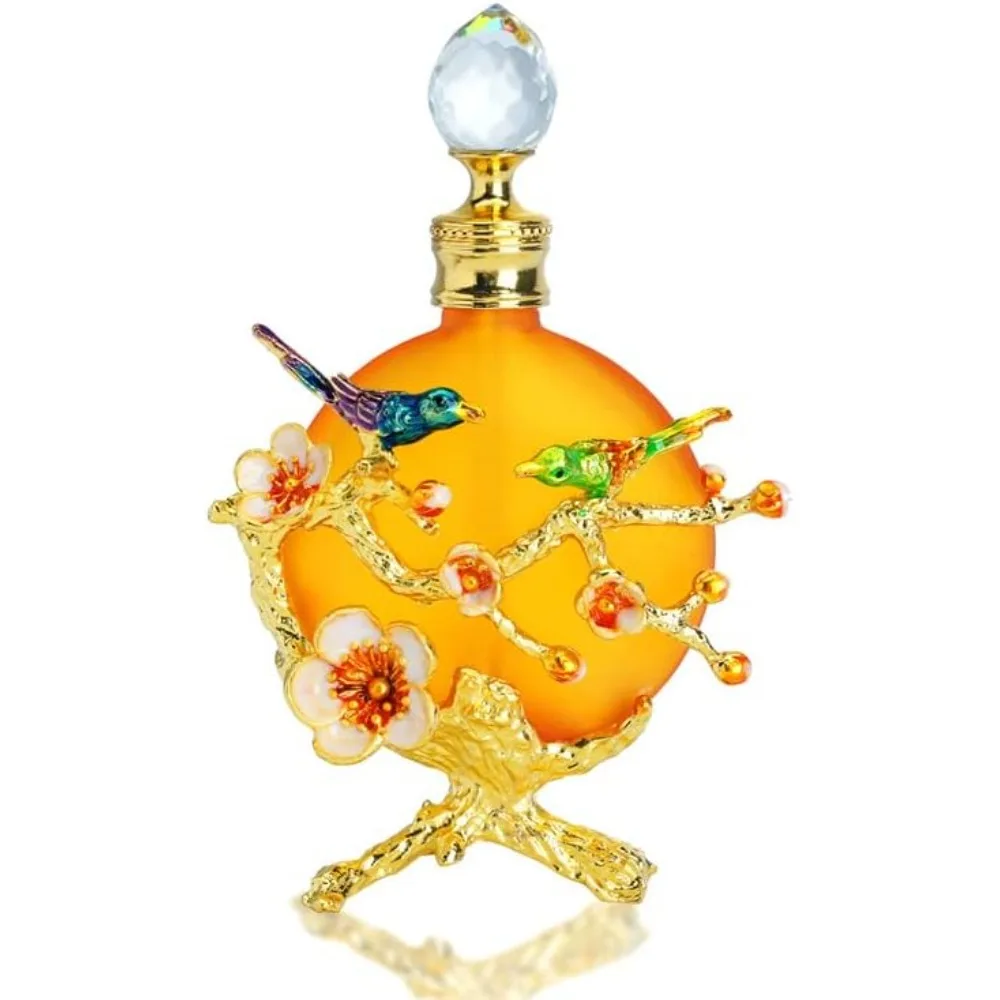 

40ml fancy empty glass perfume bottle vintage hummingbird flower decoration