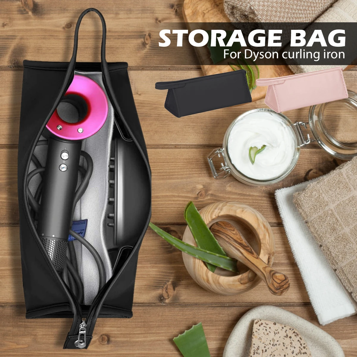 Hair Dryer Travel Storage Bag PU Leather Waterproof Portable Organizer  for Dyson Styler Accessories Protection Carrying Case