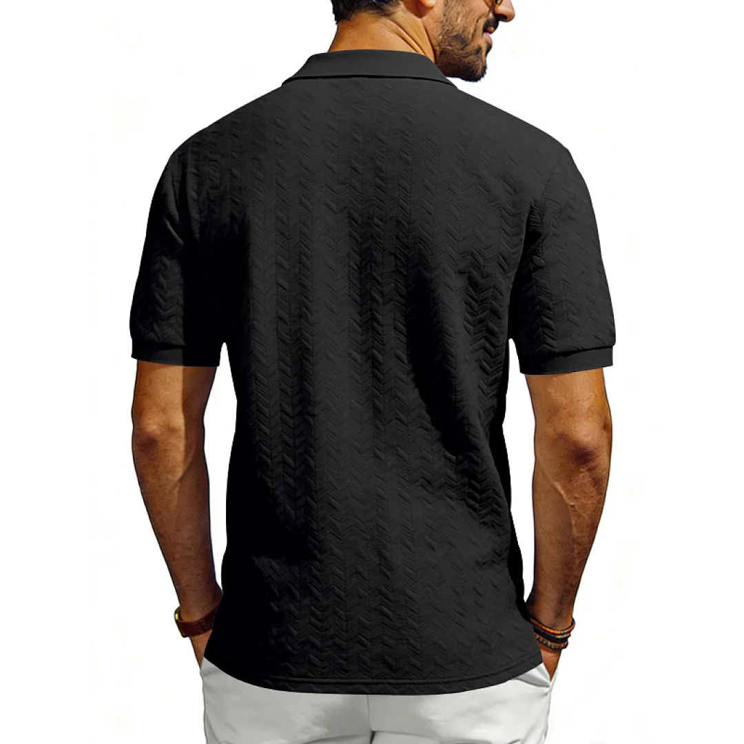 Grenzüberschreitendes Amazon American Heavy-Duty Polo-Shirt mit lockerem Texturmuster, einfarbig, Jacquard, lässig, schlicht, trendig, kurzärmelig – Detail 21