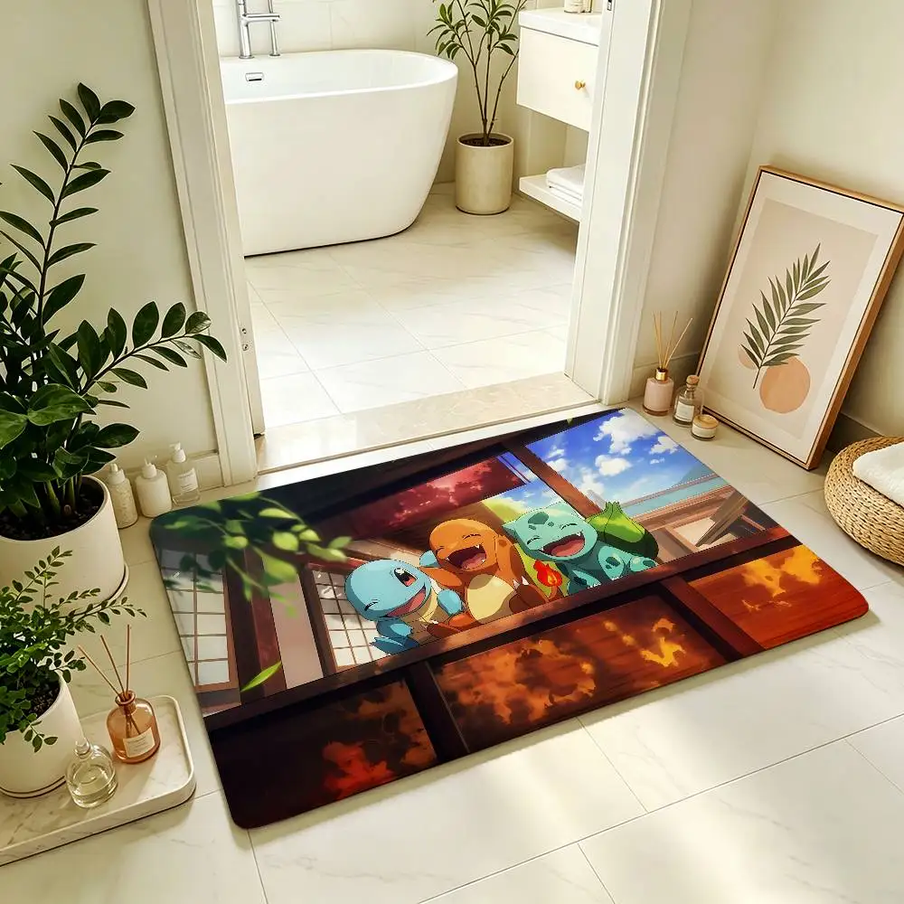 Classic-P-pOKémONs Kawaii Carpet Bathroom Anti-slip Mat Door Mat Home Decoration Mat Entrance Door Mat Scratch-resistant DoorMat