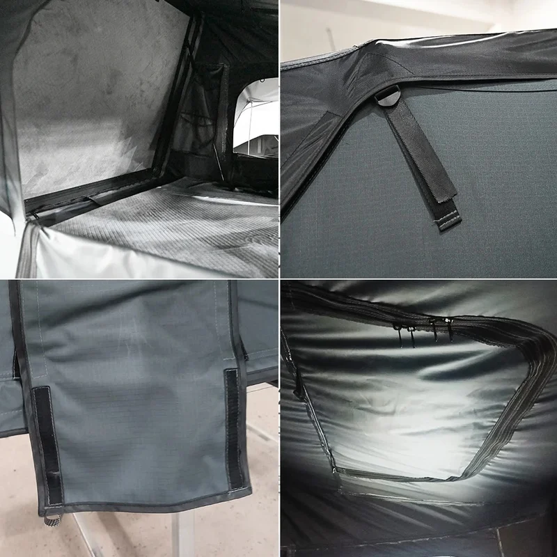 Auto Parts 2-3 Person Four Season Automatic Square Aluminum Hard Shell Rooftop Tent Double Layer Polyester For Car SUV Truck Out