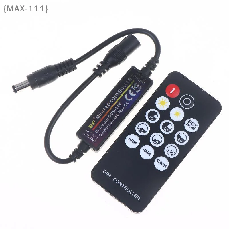 【F2-MAX111】Mini RF Wireless 2.4G Remote Control Dimmer - DC 5V-24V 14Keys LED Controller 6A for 2835 5050 Single Color Strip Lig
