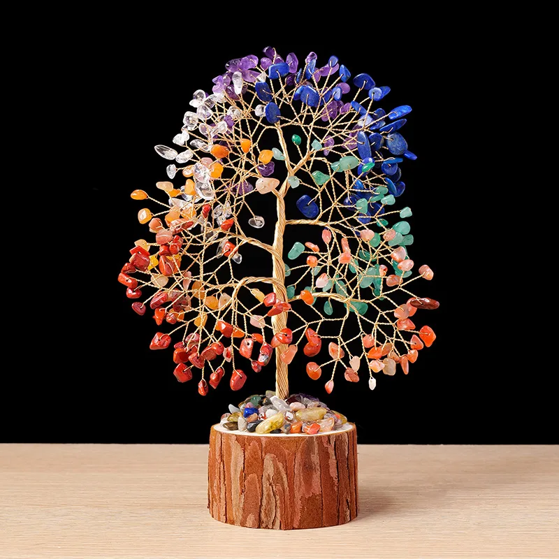 

Lucky Tree Natural Crystal Tree Colorful Stone Fortune Tree Life Tree Base Christmas Tree Home Decoration Ornament