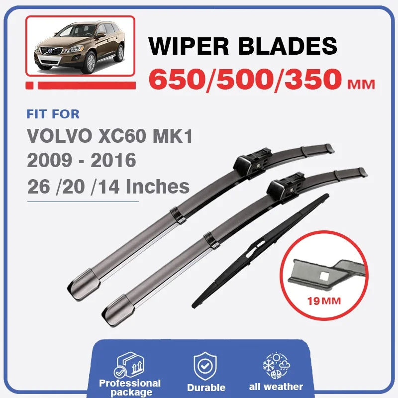 Front Rear Wiper Blades Brushes For VOLVO XC60 MK1 2009 - 2016 XC 60 Coaster Windscreen Windshield Car Accessories Window 2010