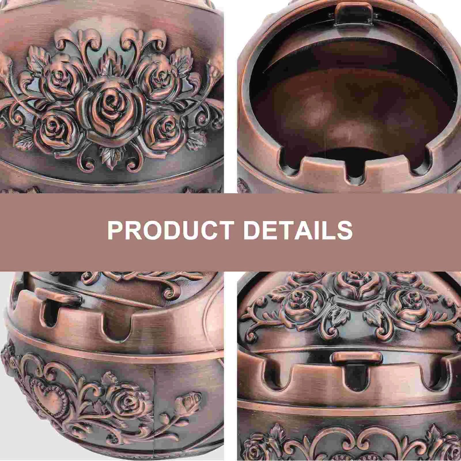 Metal Ashtray Spherical Fireproof Ashtrays Home Zinc Alloy Globe with Lid