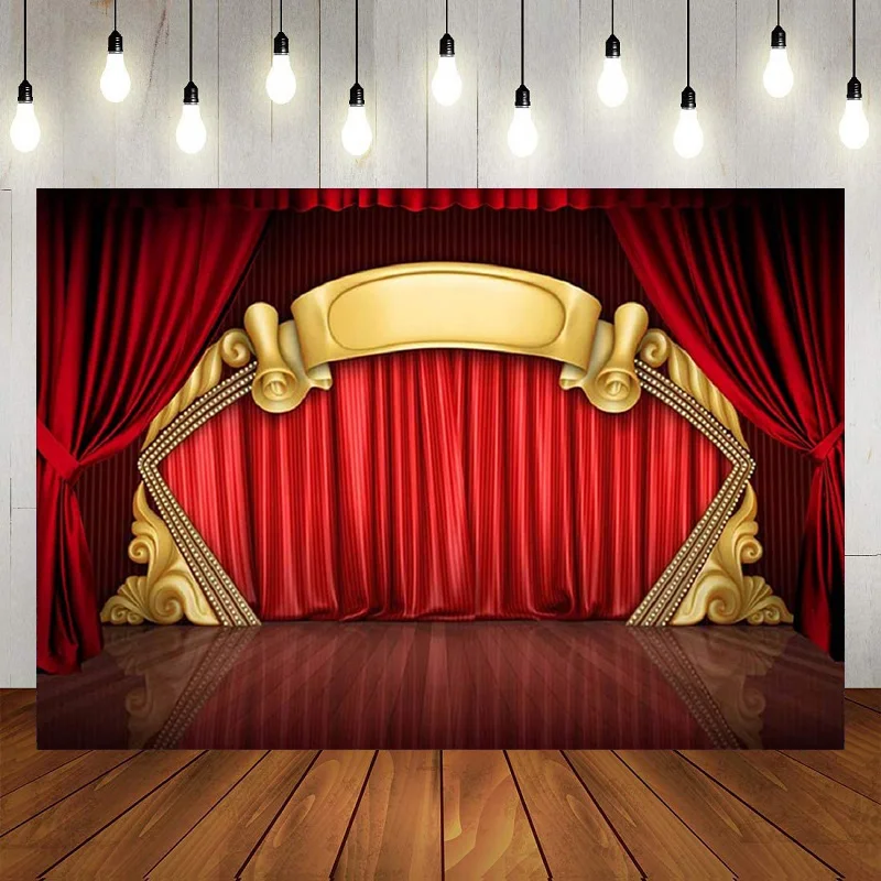 Luxury Stage Microphone Spotlight Backdrop Concert Live Banner Gloomy Night Scenic Photography Background Drama Music Show Decor