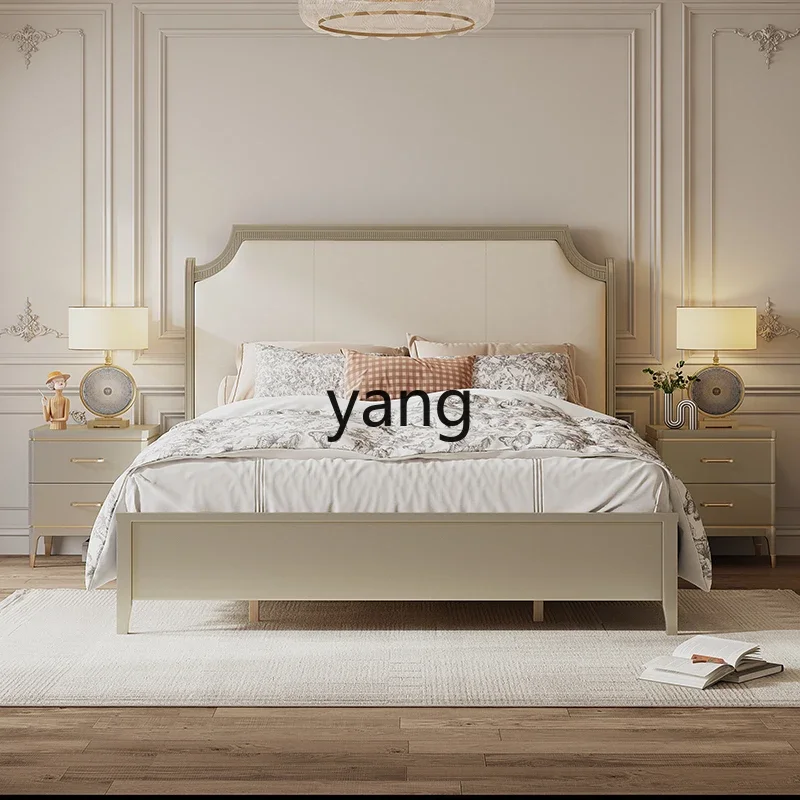 CX  solid wood 1.8 meters leather soft bag double bed master bedroom light luxury bed