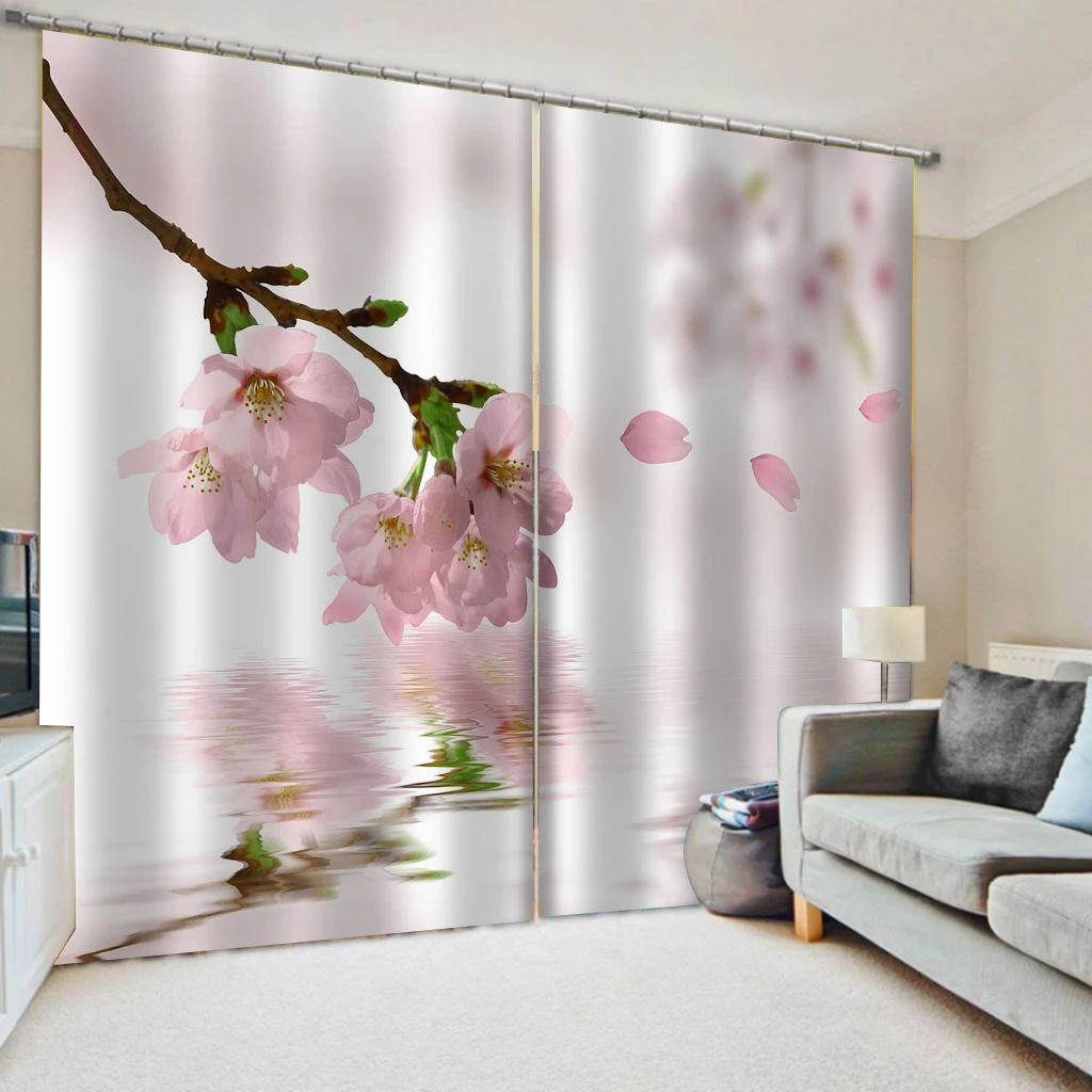 

Modern Home Decoration Living Room Curtains pink flower curtains 3D Window Curtains For Living Room Bedroom Customized size