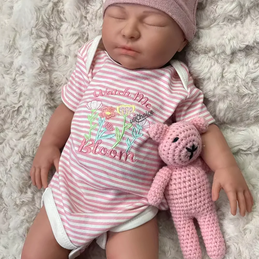22" Lifelike Silicone Reborn Baby Doll Handmade Soft Cute Girl Newborn Doll For Children'S Day & Holiday Gifts Nursery Teaching