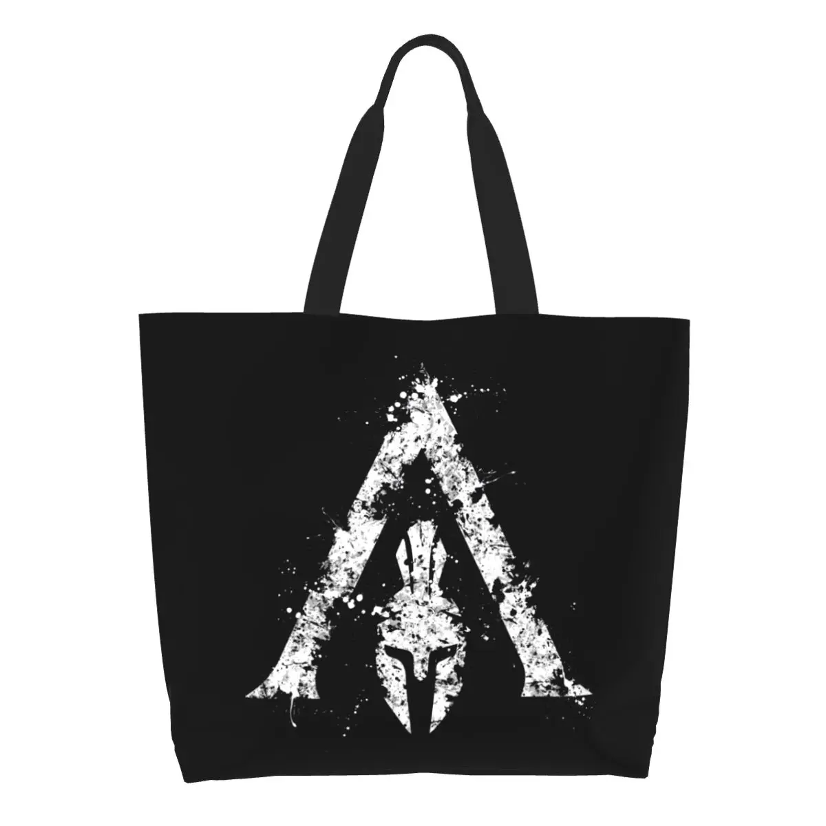 Fashion Sparta Spirit Spartan Skull Shopping Tote Bag Reusable Canvas Grocery Shopper Shoulder Bag