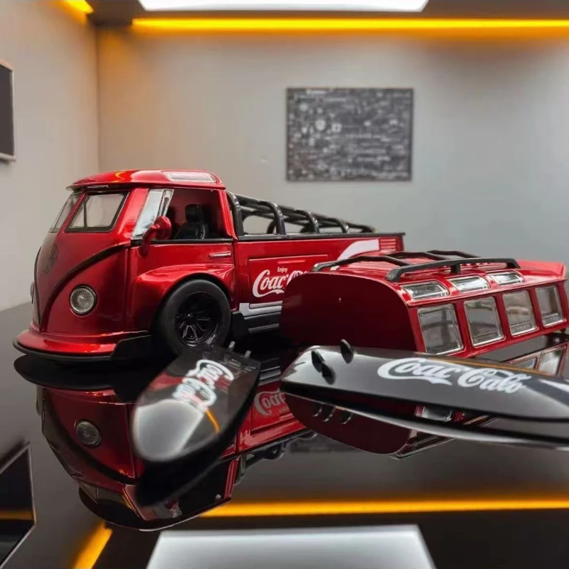 1:32 T1 نموذج حافلة ضوء الصوت الأطفال الصبي دييكاست لعبة مركبة الجماعية ديكور المنزل المعادن مصغرة Voiture #2