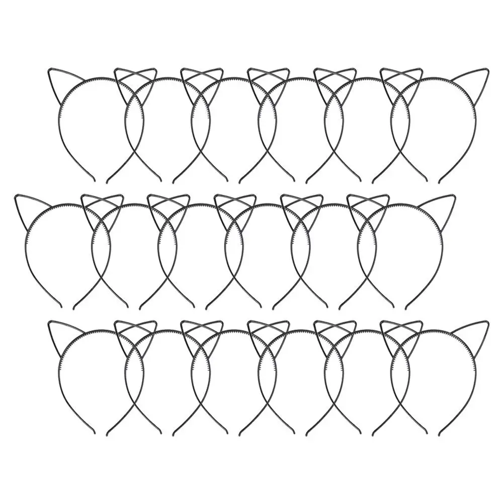 18Pcs Cat Ear Hair Hoops Non-Deforming Comfortable Headbands Party Photo Props Cosplay Costume Accessories
