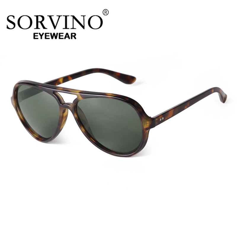 SORVINO Trend Retro Aviation Sunglasses Tortoiseshell Gradient Men Vintage Rivet Women Brand Design Oversized Pilot Sun Glasses