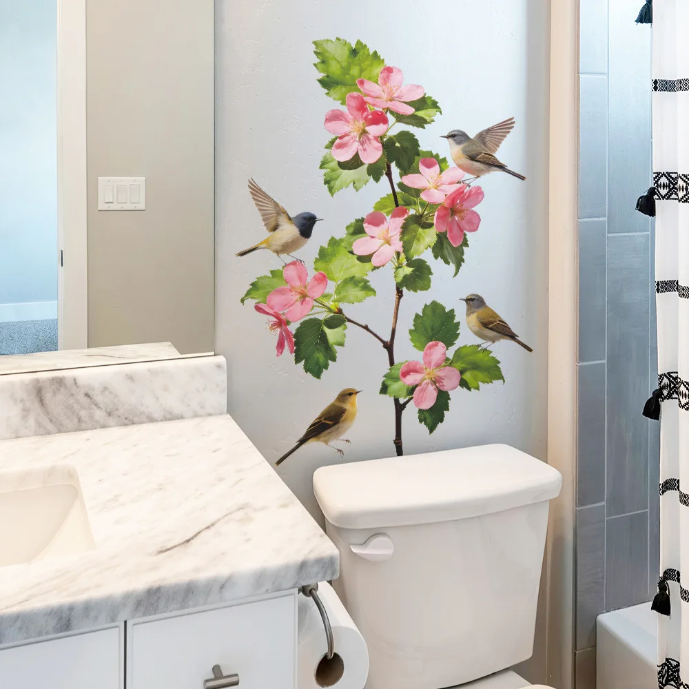 2026 Spring Begonia Flower Self Adhesive Window Stickers Outdoor Glass Door Mirror Home Decorative Decals
