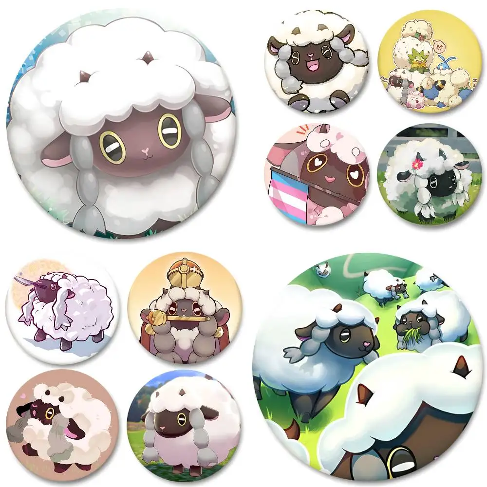Wooloo Cute Sheep Cartoon P-Pokemon Badges Round Badge Tinplate Coin Brooch Clothing Backpack Accessories Lapel Pin