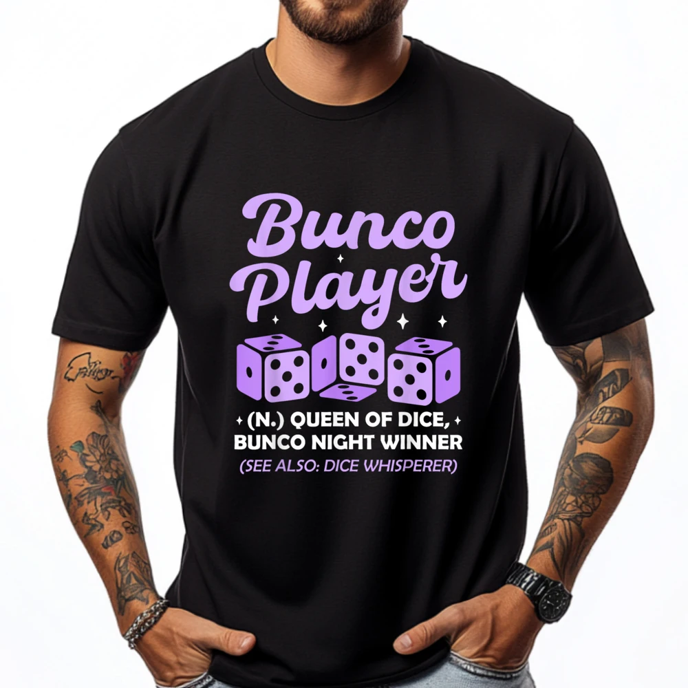 

Bunco Definition Game Night Dice Game Bunco Graphic T Shirts Men Oversized Men's Clothing 2025 Short Sleeve