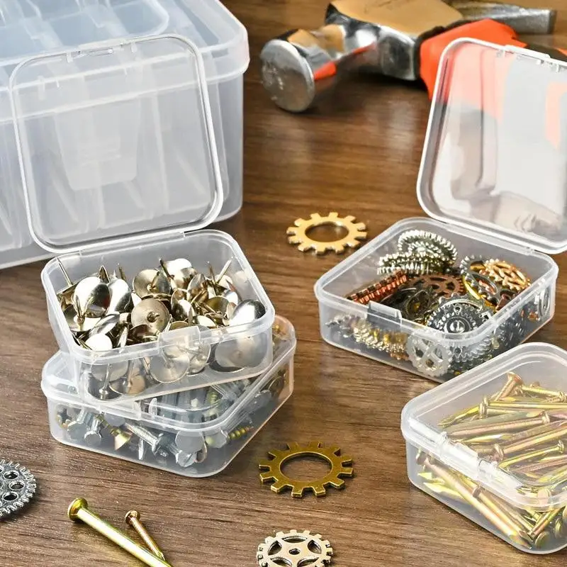 Mini 30 cajas de almacenamiento de joyería de rejilla, conjunto de caja de plástico transparente, organizador DIY para pendientes, anillos, cuentas, botón, accesorios artesanales
