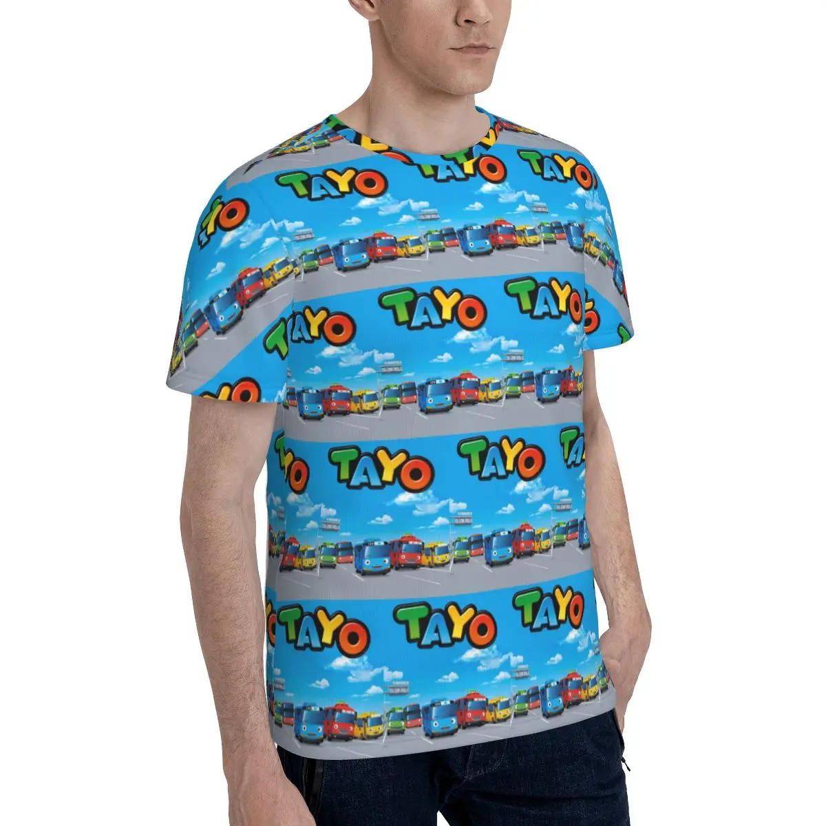 Tayo The Little Bus T-Shirt for Men Cotton T Shirts Men's Tees Short Round Neck Summer Clothes Tops