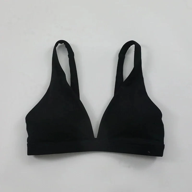 Dfyne Origin Minimal Sports Bra for Women Fitness Gym Athletic V-Neck Triangle Bra Buttery Soft Open Back Padded Yoga Top