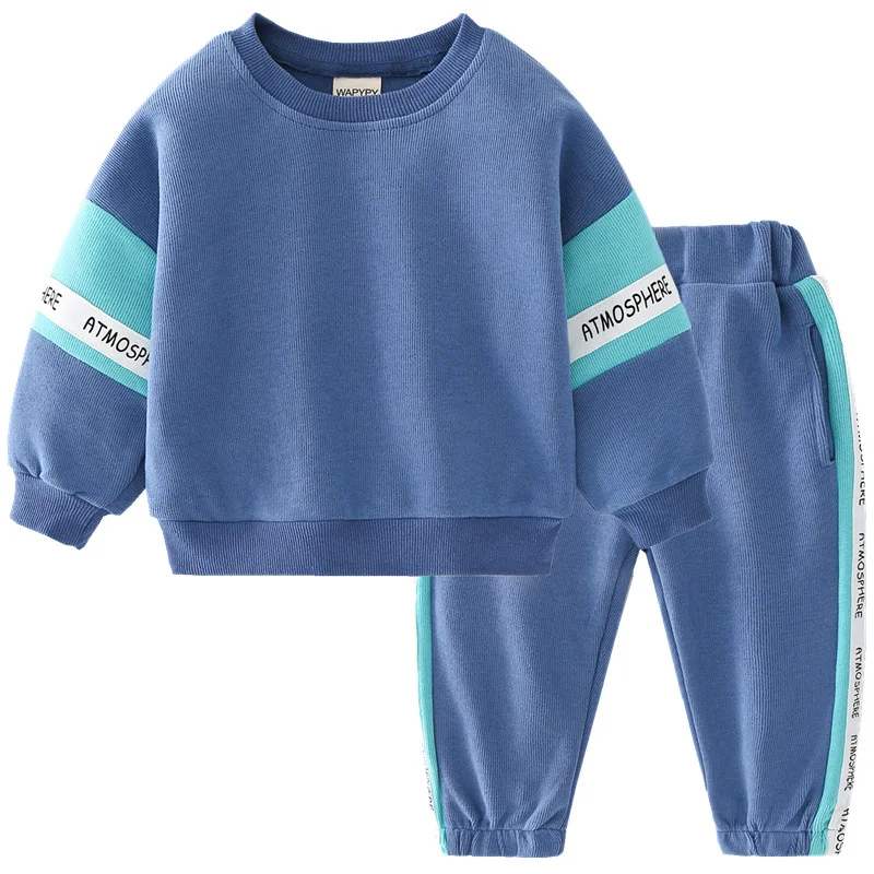 

2024 Autumn Children Letter Pattern Sports Set Boys Round Neck Pullover +Long Pants Two-piece Suit Kids Casual Sweatshirts