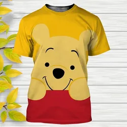 Miniso Disney Summer Cartoon Clothing Anime Winnie The Pooh Men's 3d Print T-shirts Casual 3D Print Girl Boy Children Tee Tops