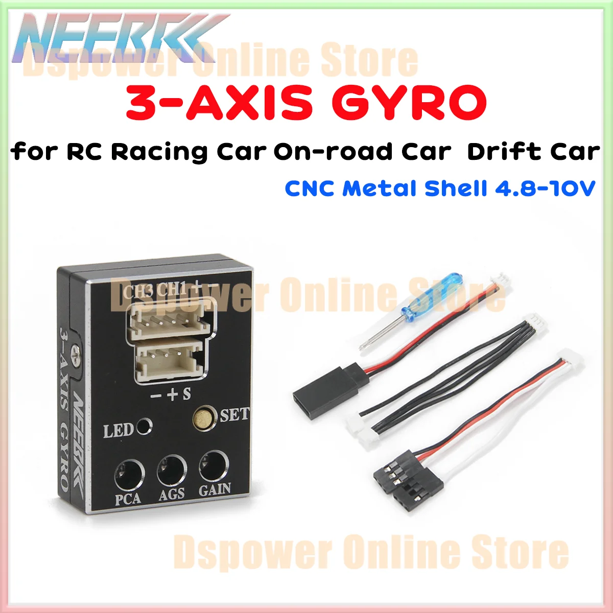 

NEEBRC RX-G7B 3 Axis Gyro 4.8-10V RC Car Drift Stabilizer CNC Metal Shell Gyroscope for RC Racing Car Vehicle Boat Model Parts