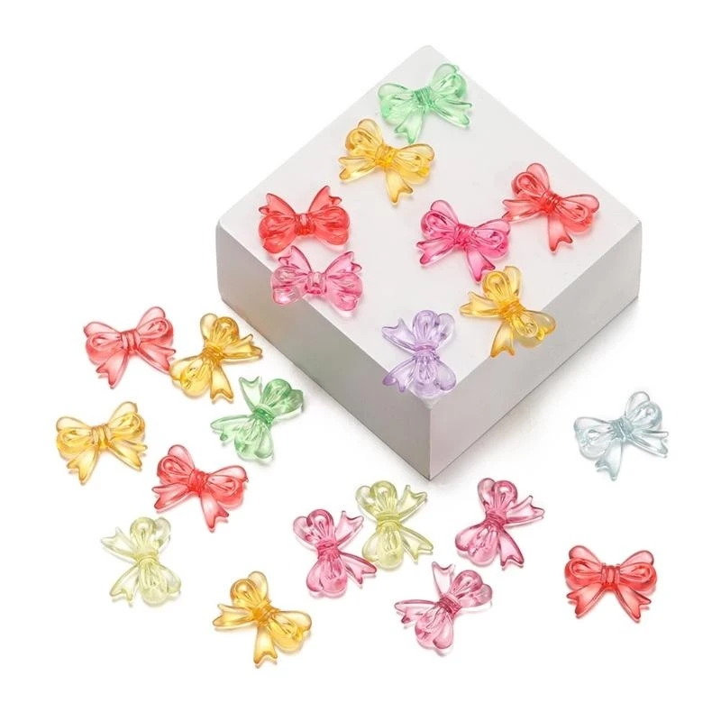 

20 шт., забавные прозрачные акриловые бусины в форме банта, часть для изготовления ювелирных изделий, декоративные бусины для и