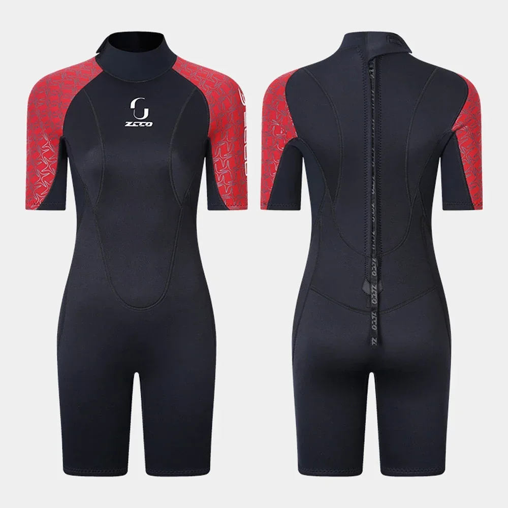 3mm Neoprene Short Sleeve Wetsuit Mens Womens Swimming Couple Diving Wetsuit Surf Suit Snorkeling One-piece Suit