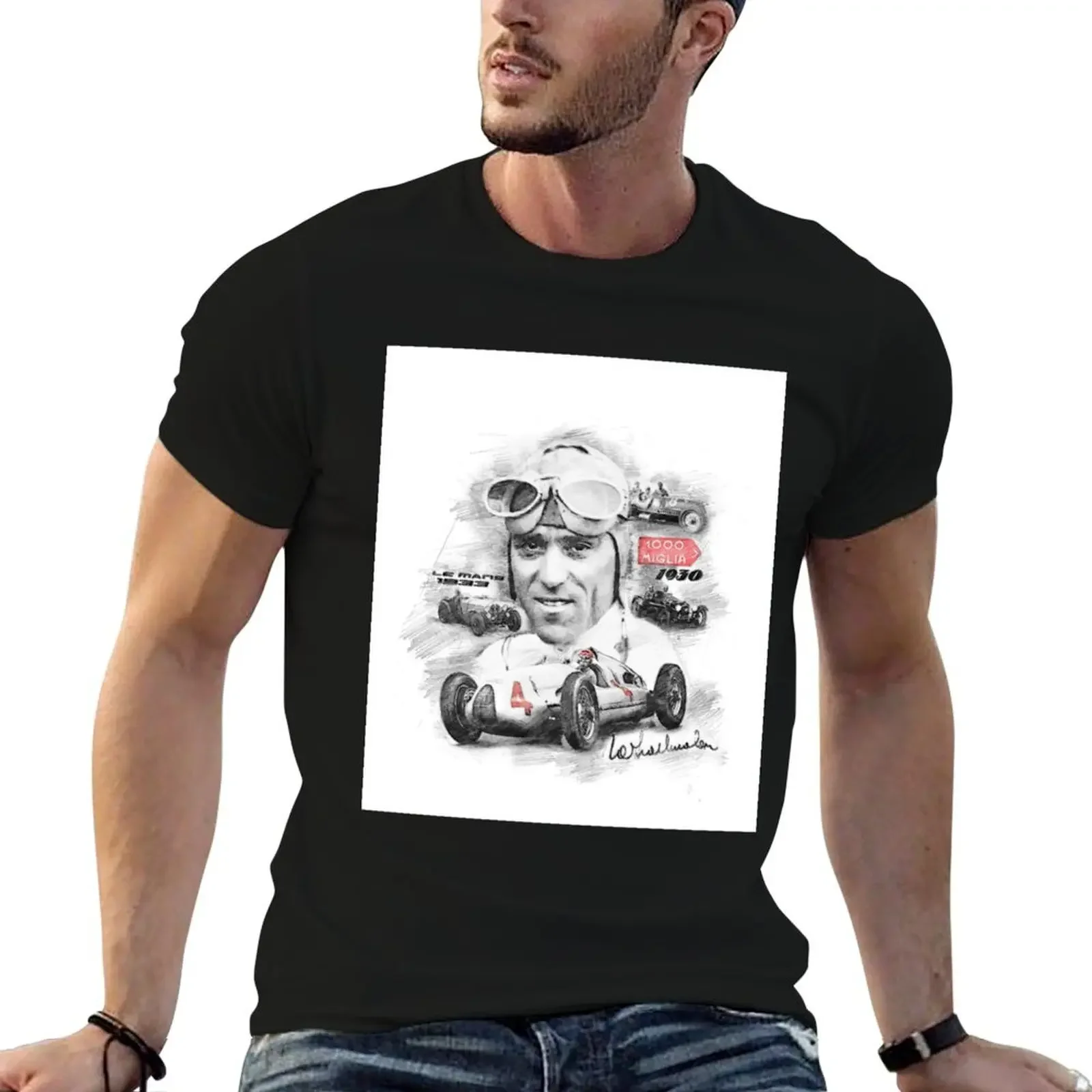 Tazio Nuvolari T-Shirt blue archive plain mens clothing