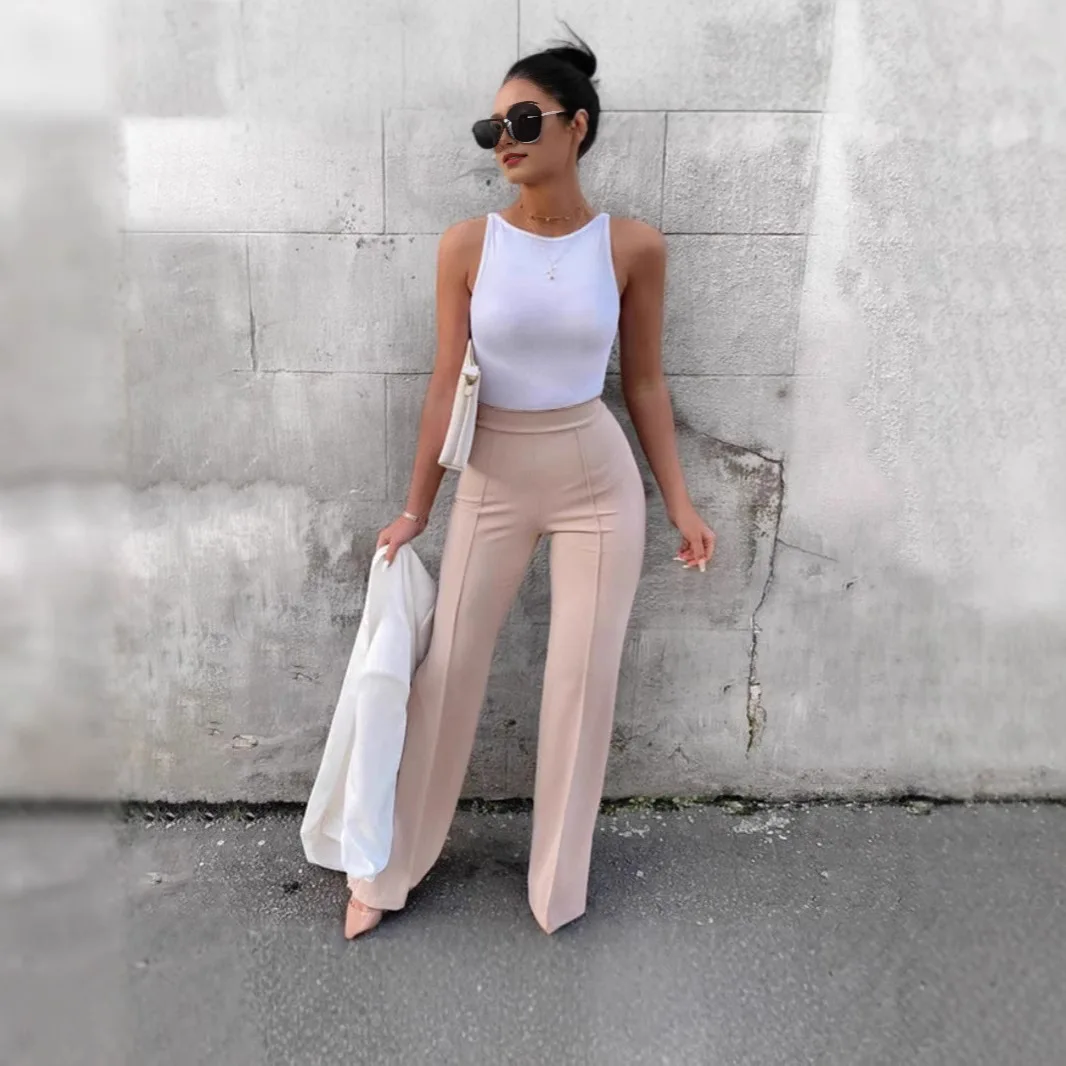 XIZOU Women's Slim Bell-Bottoms Trousers Trendy Spring Autumn Pants Office Lady Solid Color Flared Trousers New 2025