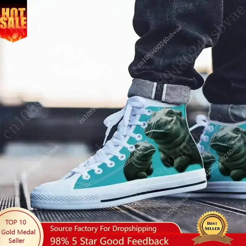

Hippo High Top Shoes Mens Womens Teenager Sneakers Canvas High Quality Outdoor Daily Sneaker Custom Made Couple Shoe