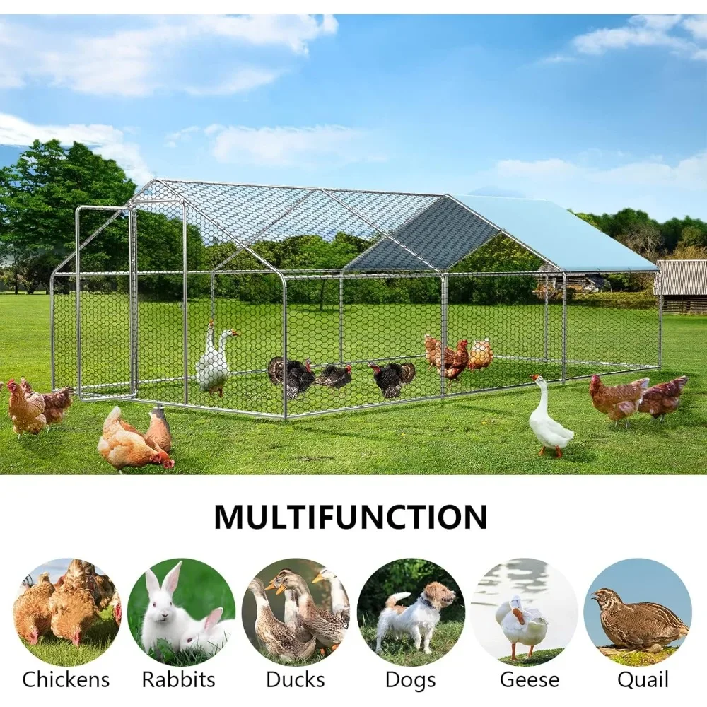 

Free shipping ROOMTEC 1.25'' Large Metal Chicken Coop for 20 Chickens,Chicken Runs for Yard with Cover Walk-in Poultry Cage Lock