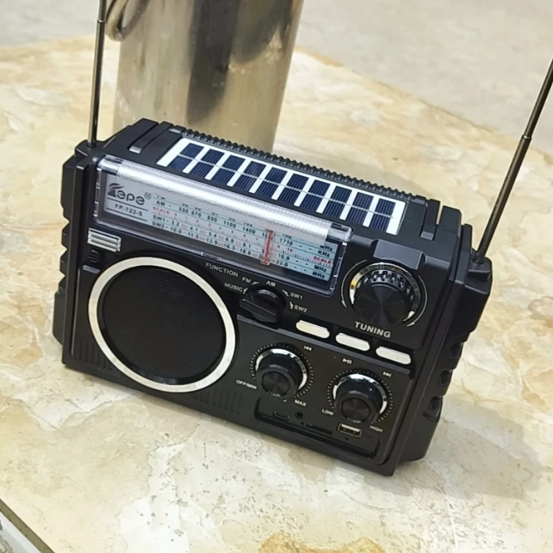 

New Am/fm/sw1-2 4-band Radio Rechargeable Outdoor Wireless Speaker With Dual Solar Charging Board