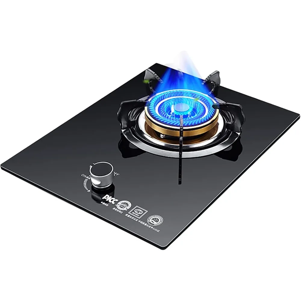 

Burner Gas Cooker gas hob Gas Hob, Built-in Kitchen Cooking Gas Stove，1 Burners Black Tempered Glass Gas Hob Cooker With Flame F