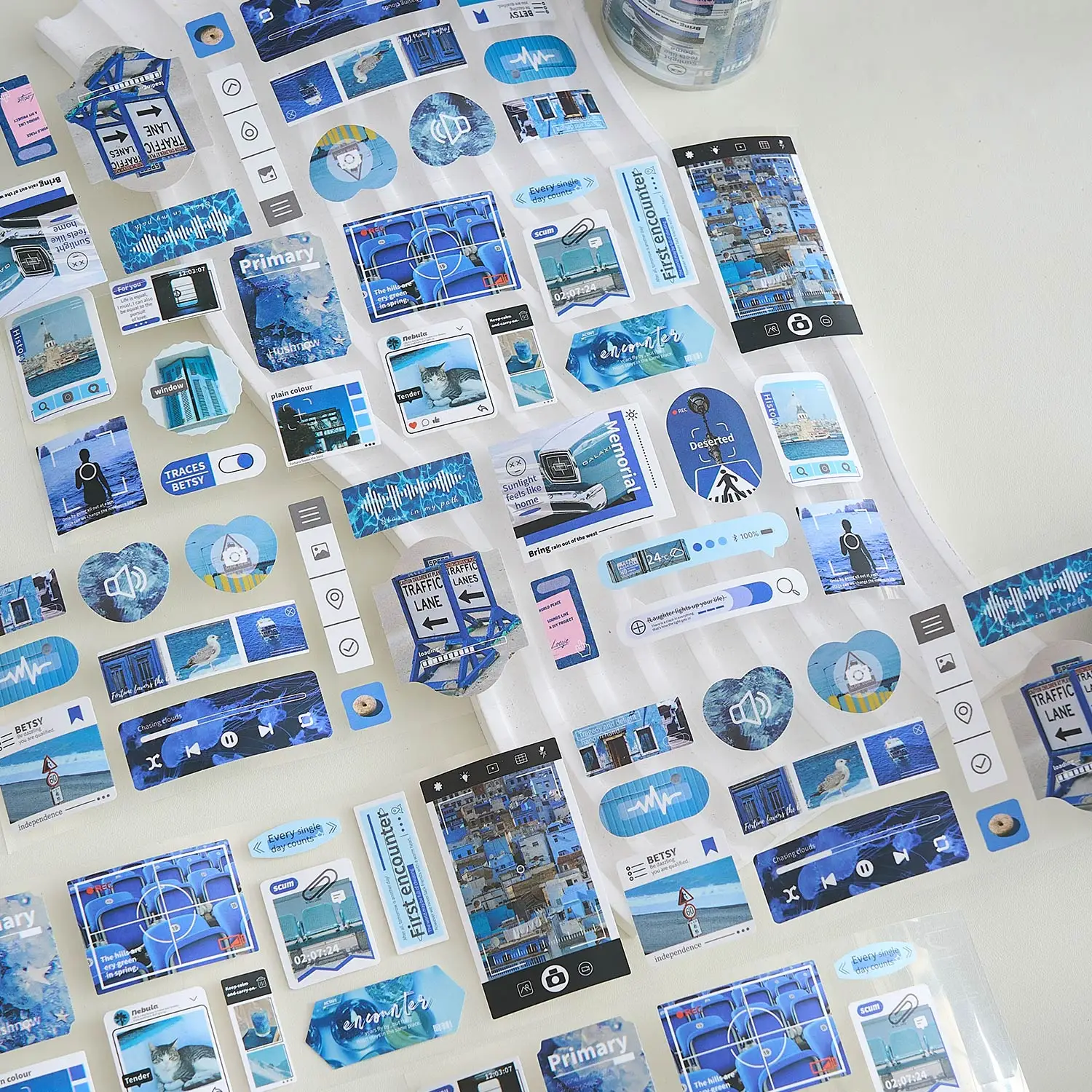 شريط القطع والنفايات، ملصقات Ins من سلسلة Years of Whispers، مواد تزيين الكتيب، ملصقات الحائط، شريط لاصق