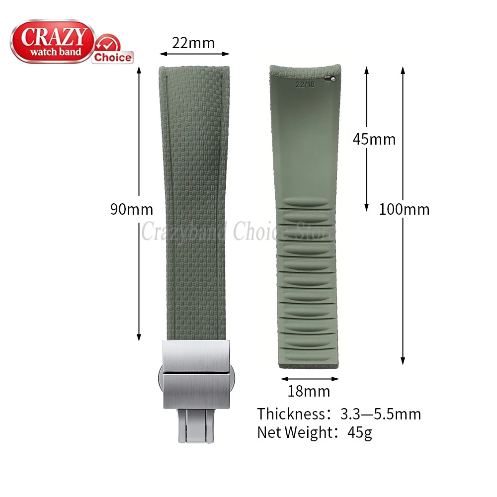 FKM Fluoro Rubber Watch Strap 20mm 21mm 22mm Quick Release Waterproof Sport Universal for Tissot for Seiko for Omega WristBand view 6