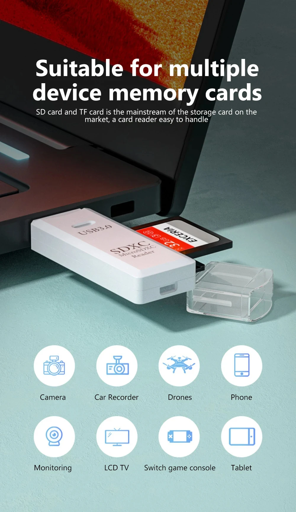 NNBILI 2 in 1 USB 3.0/USB2.0 Card ReaderMicro TF SD Card Reader USB Adapter High Speed TF Memory Card for PC Laptop Accessories