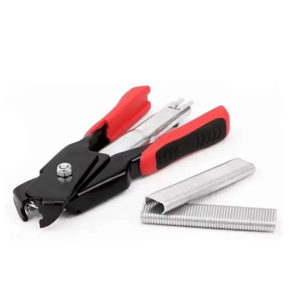 Hog Ring Pliers Animal Cage Installation Clamp with C Type Nails for Chicken Pig Bird Pet Cage Accessories