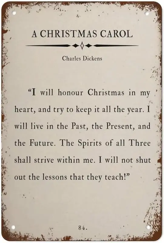 A Christmas Carol Quote Charles Dickens Christmas Poster Inspirational Literature Metal Tin Sign Vintage Wall Decor Retro Art De