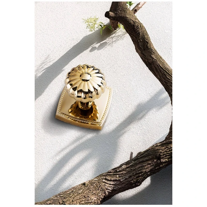 

Brass gold pumpkin door lock toilet bathroom single-sided lock bedroom silent magnetic door handle