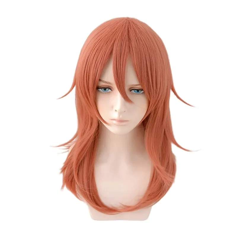 Peluca sintética de Anime, pelo resistente al calor, color marrón y naranja, 60cm de largo, Cosplay, fiesta, Unisex, en Stock