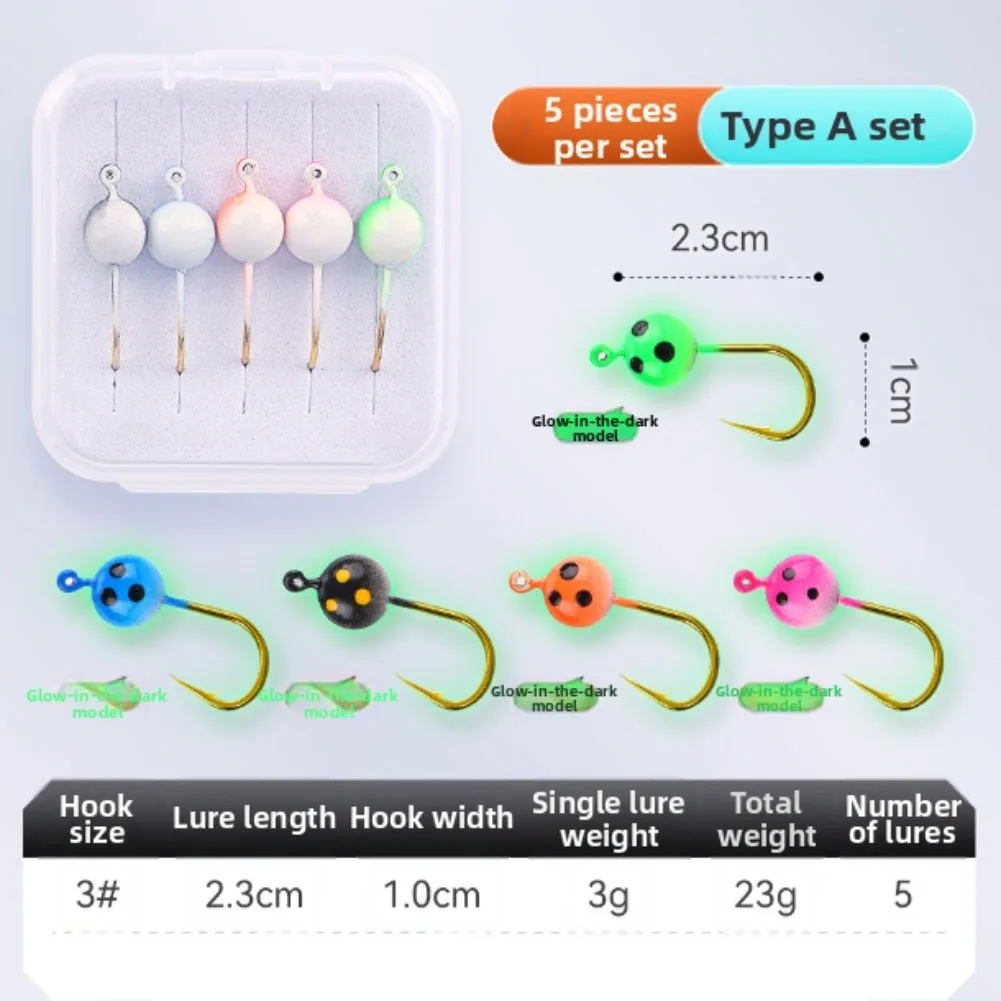 

Лидер продаж, зимняя приманка для зимней подледной рыбалки, цветная искусственная мягкая приманка из углеродистой стали, джиг-головка, компактная для LureWorm, замена практического инструмента
