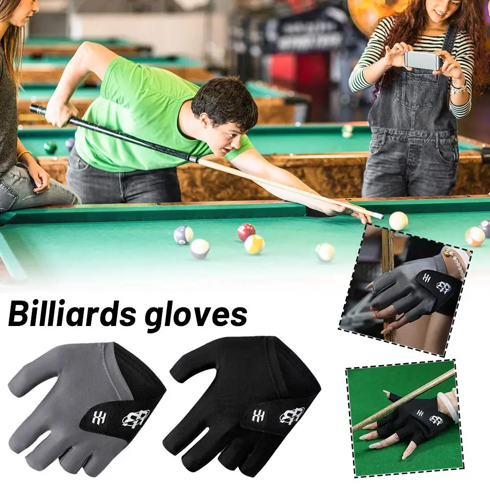 Open Finger Billiard Gloves Breathable Polyester Snooker Training Sticker Amateur Smooth Lightweight Soft Pool Adjustable G I6y6