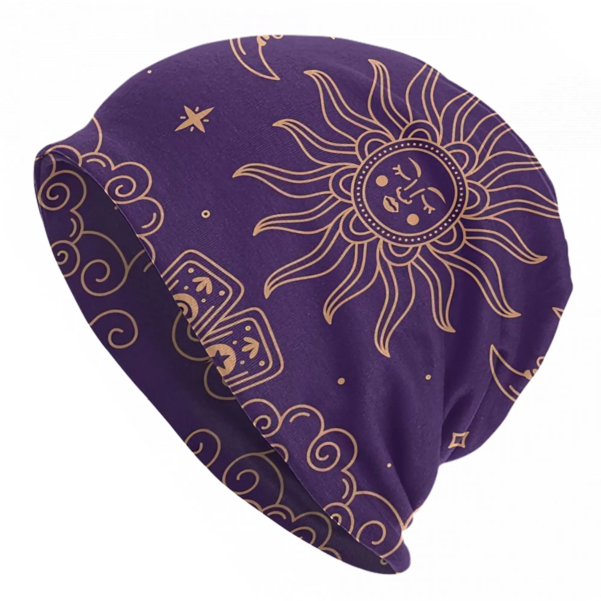 Sun and Moon Skullies Beanies Hats Magic Tarot Cards Goth Men Women Ski Cap Warm Head Wrap Bonnet Hat