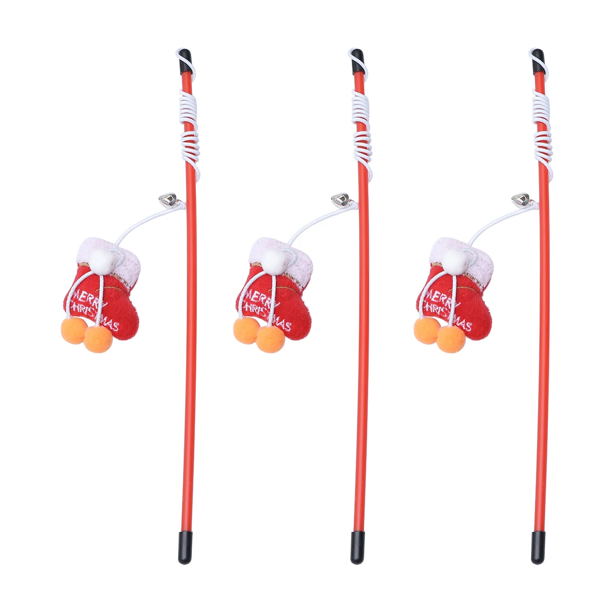 

3 pcs Themed Cat Tease Sticks Funny Interactive For Pet Cats Training Wand Christmas Themed Cat Tease Stick Boots Play
